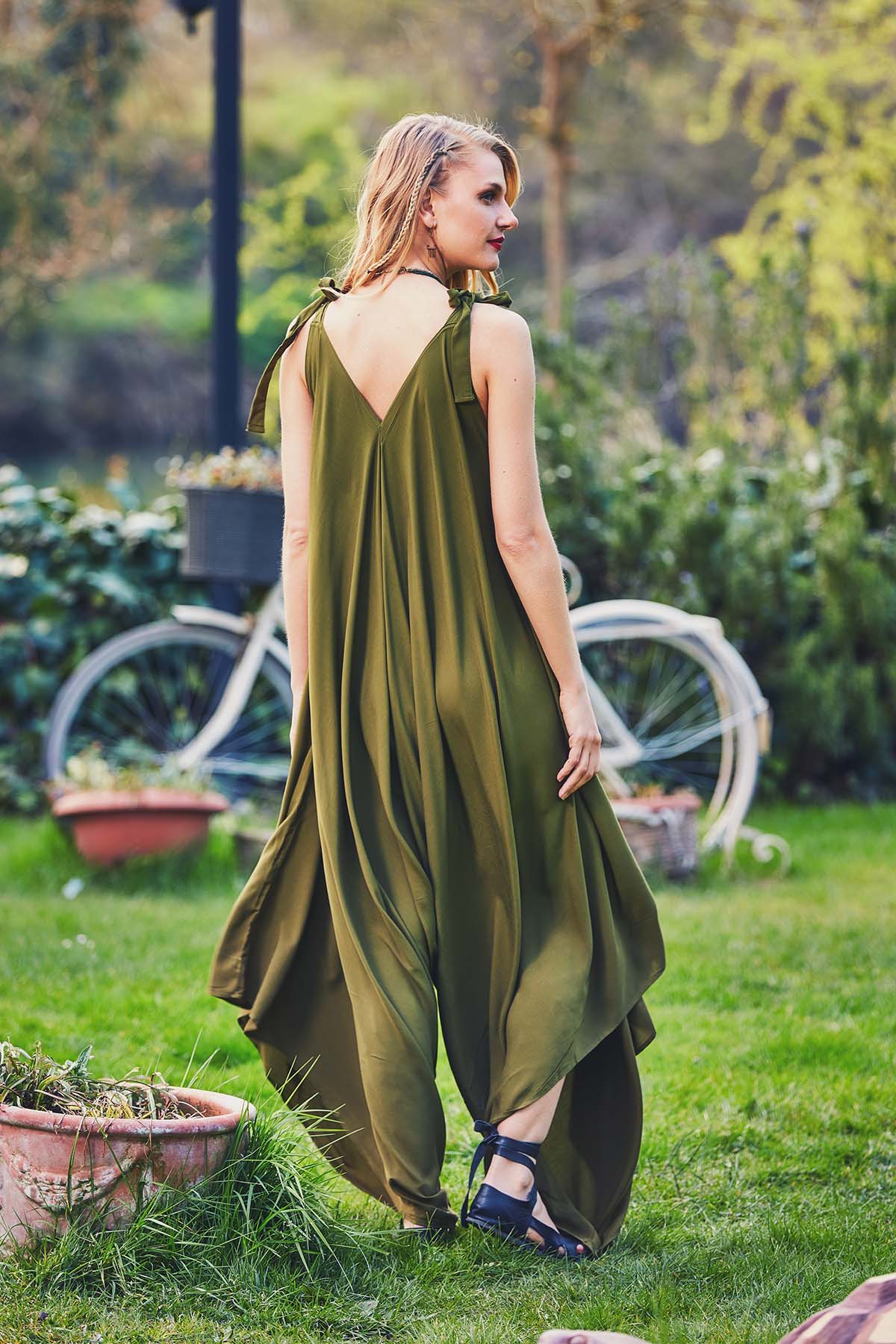 Green Hippie Harem Jumpsuit