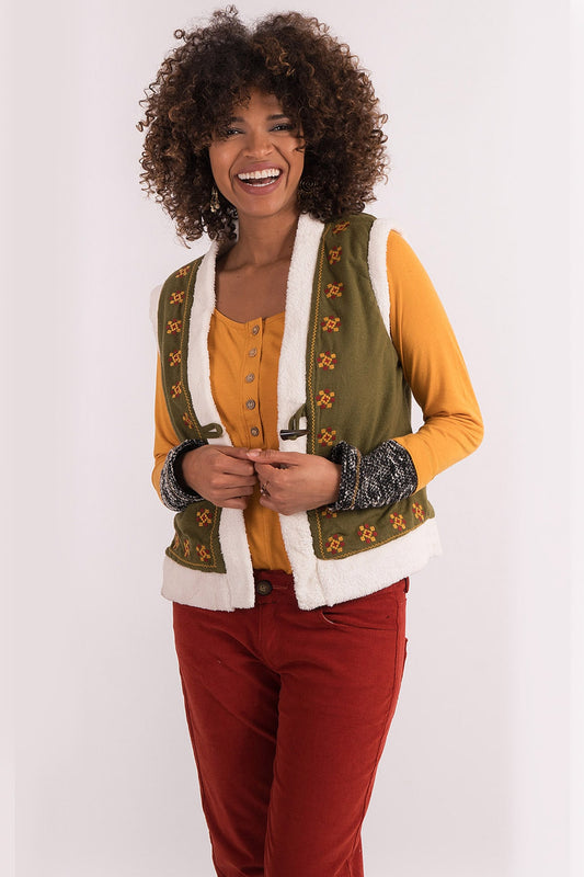 Green Embroidered Vest