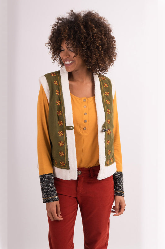 Green Embroidered Vest