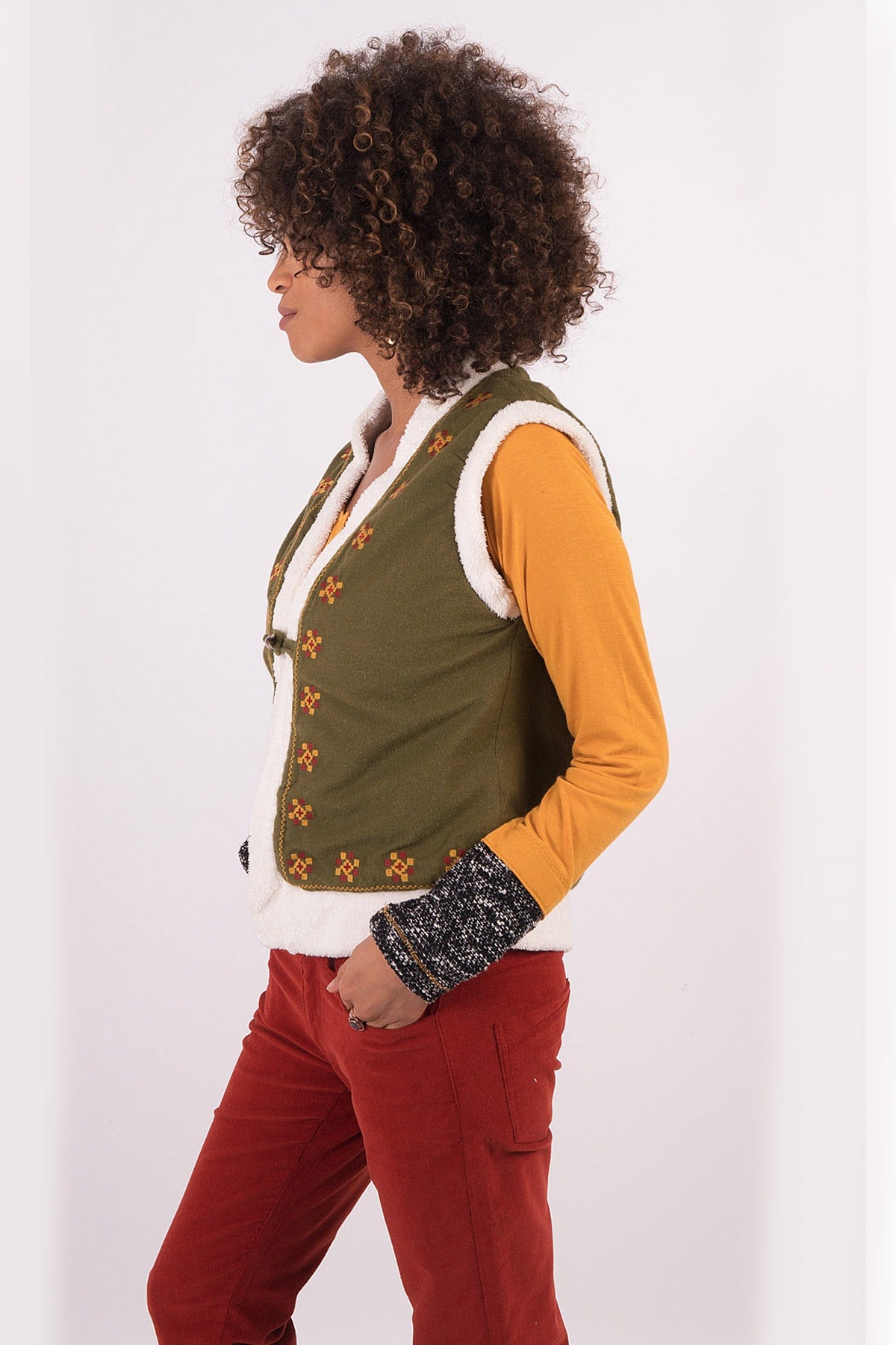 Green Embroidered Vest