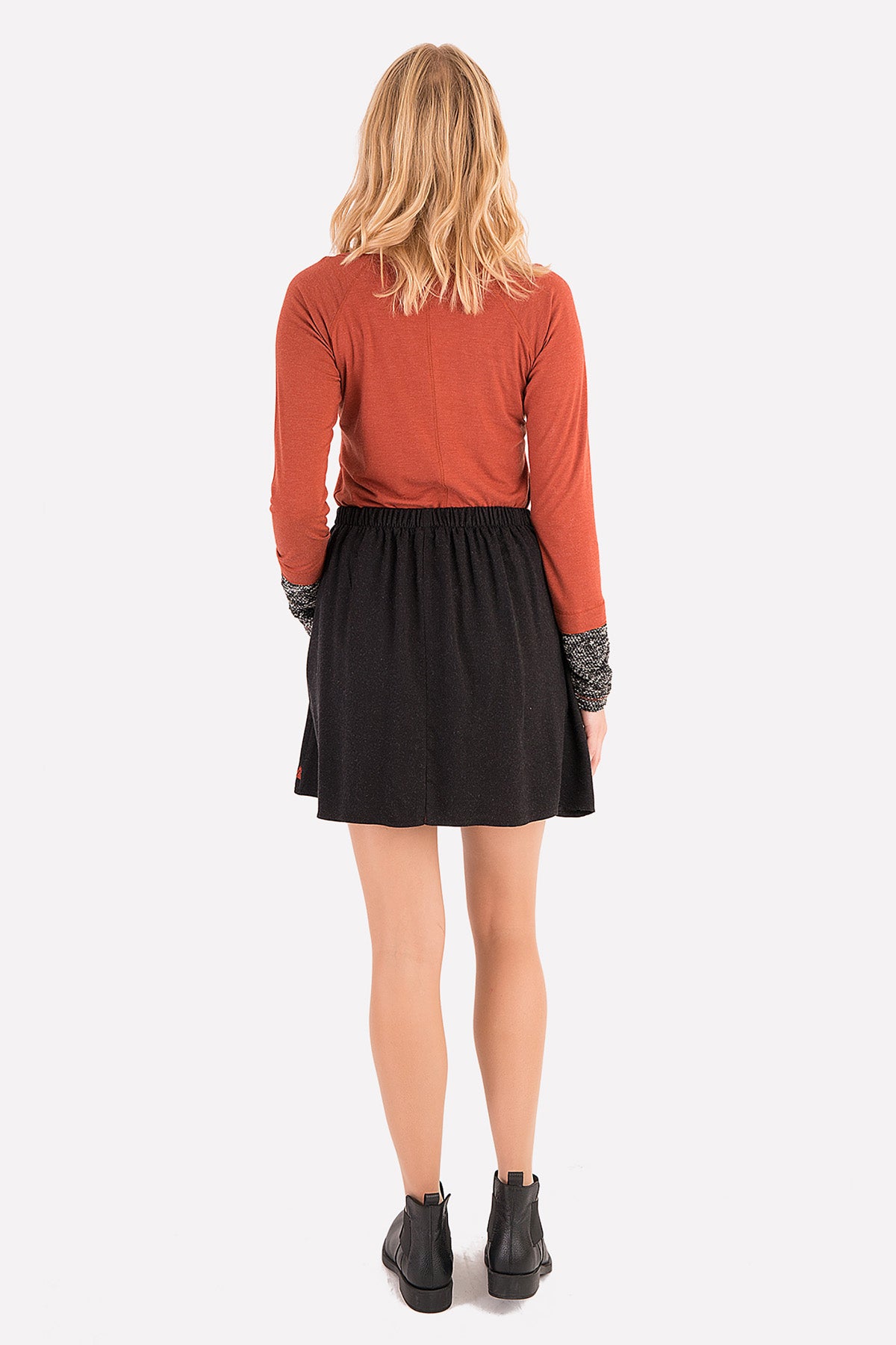 Black Embroidered Bohemian Mini Skirt
