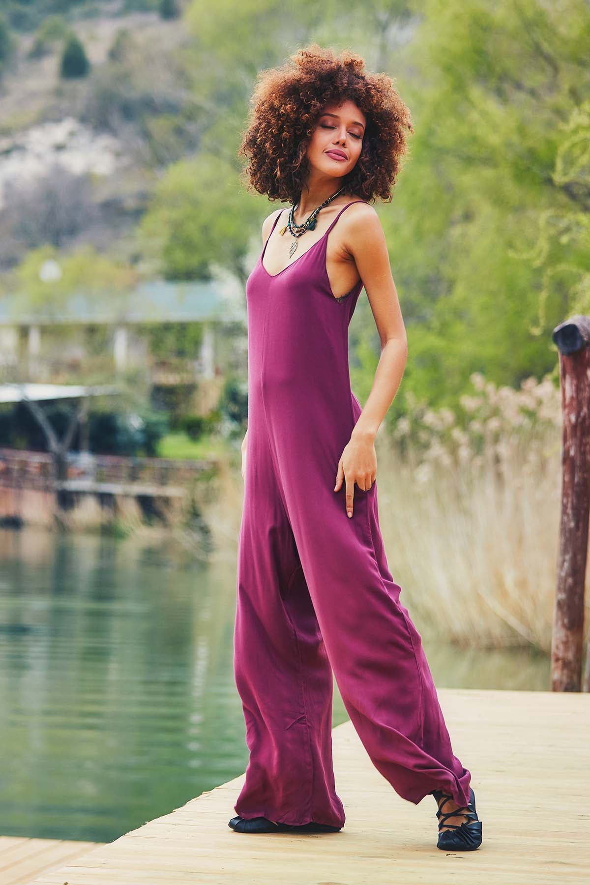 Spaghetti Strap Jumpsuit Purple