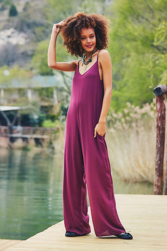 Spaghetti Strap Jumpsuit Purple