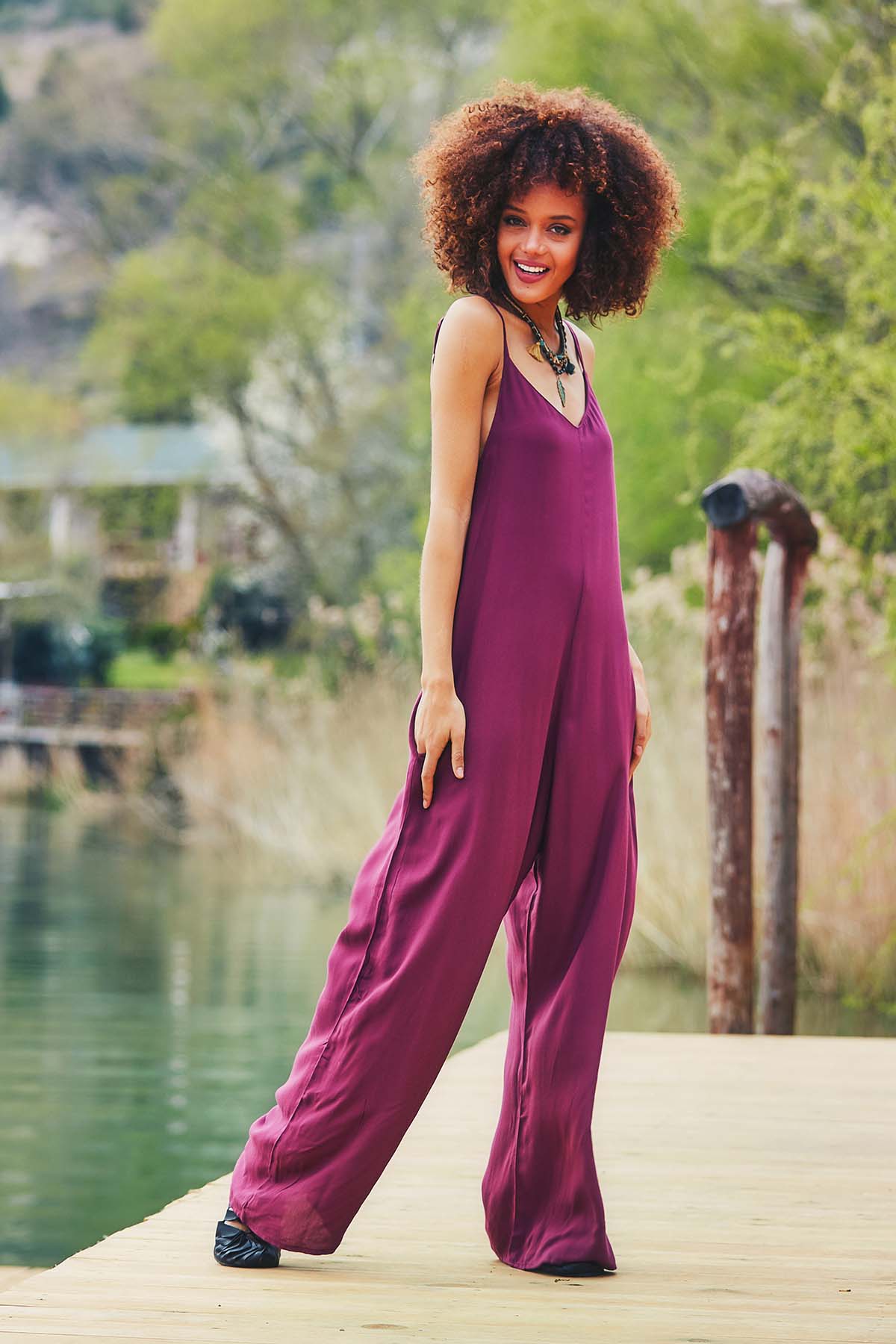 Spaghetti Strap Jumpsuit Purple