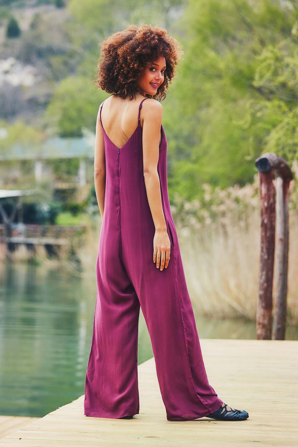 Spaghetti Strap Jumpsuit Purple
