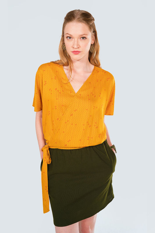 Yellow Authentic Wrap Blouse