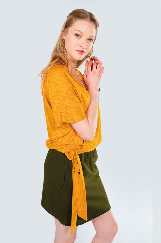 Yellow Authentic Wrap Blouse