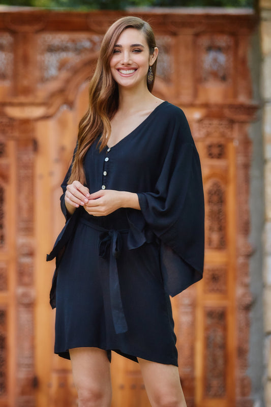 Black Short Overall Dress