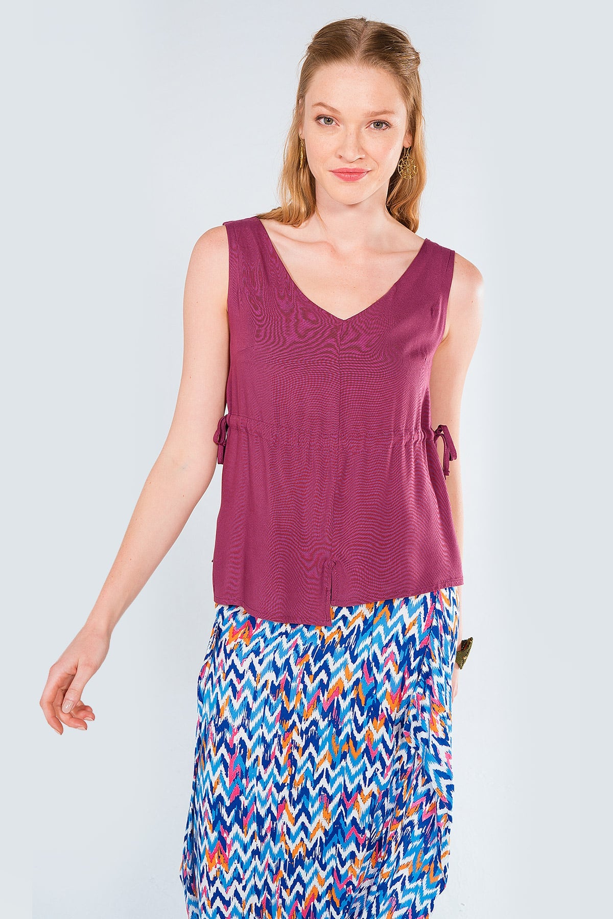 Purple Asymmetric Boho Top