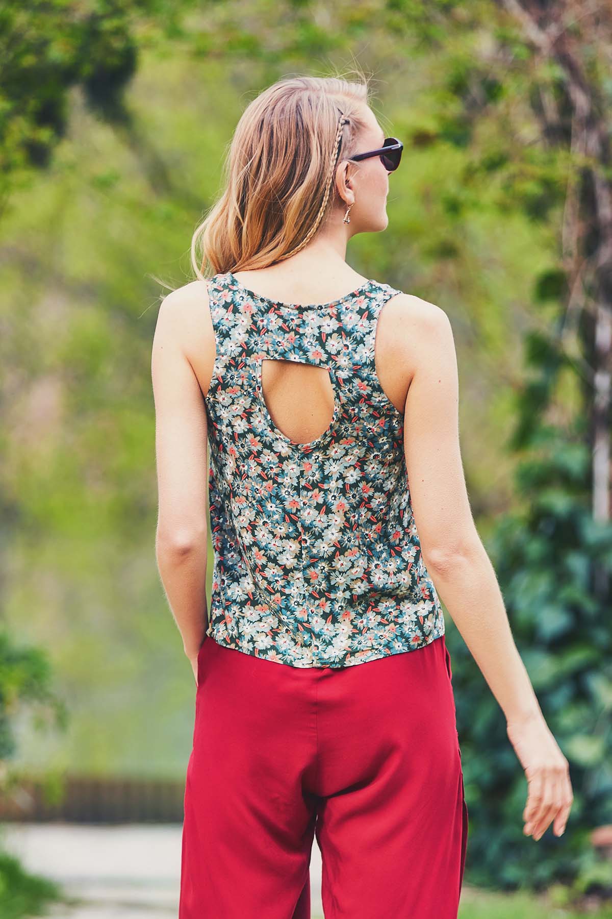 Floral Summer Top Green