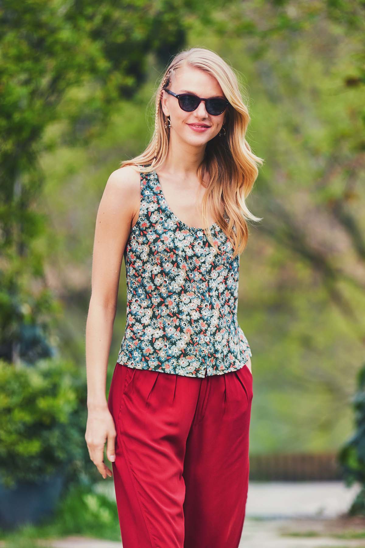 Floral Summer Top Green