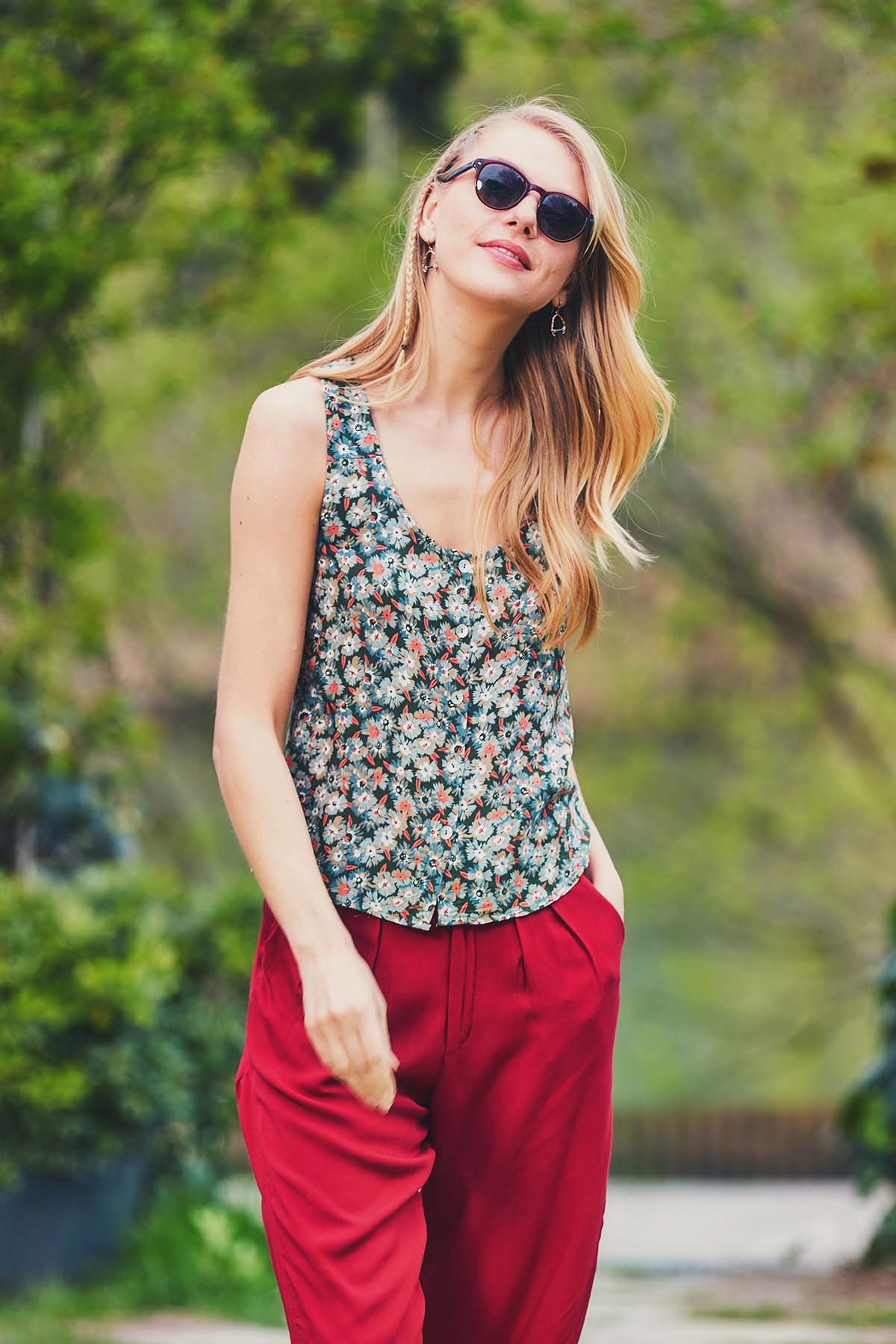Floral Summer Top Green