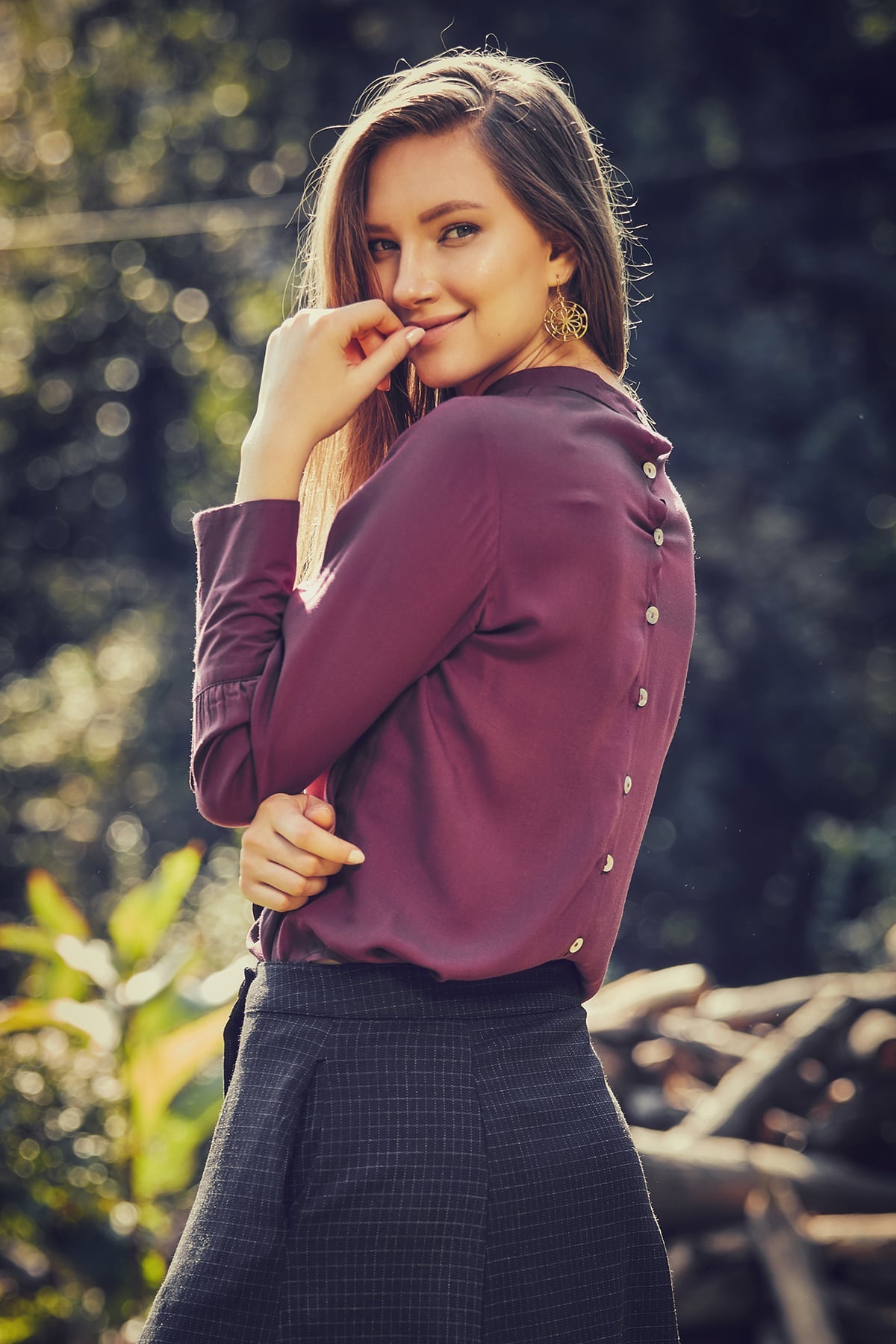 Floral Embroidered Blouse Purple