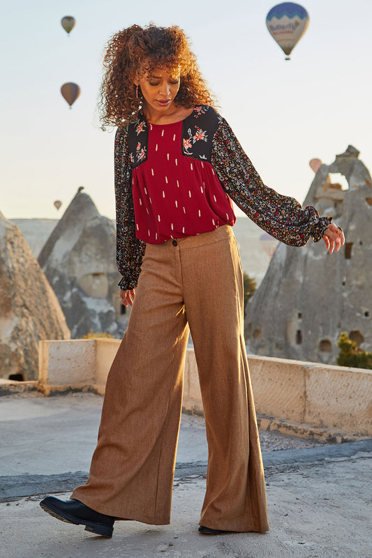 Women's Palazzo Pants in Light Brown