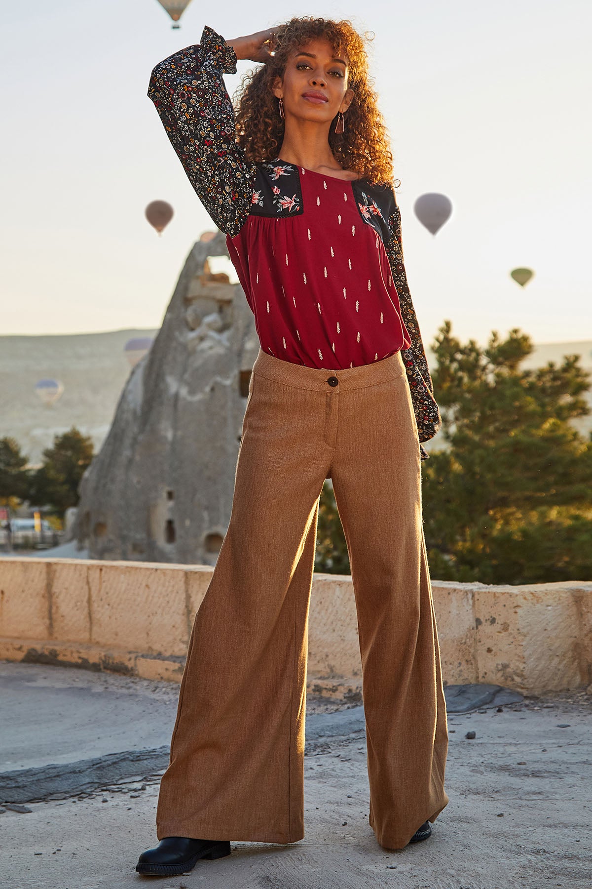 Women's Palazzo Pants in Light Brown