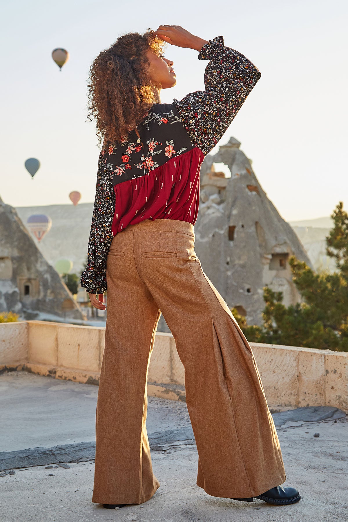 Women's Palazzo Pants in Light Brown