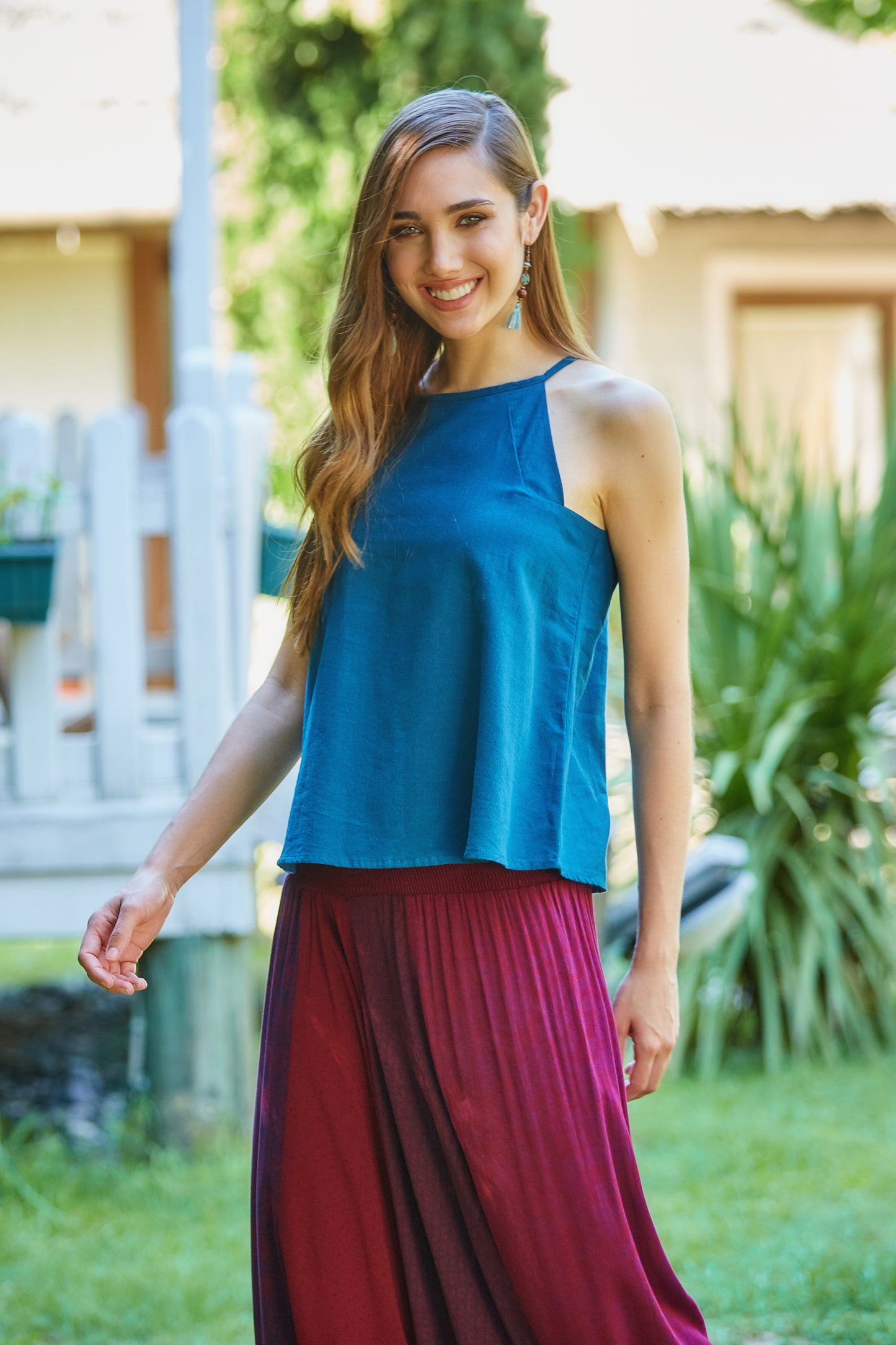 Halter Neck Summer Top Blue