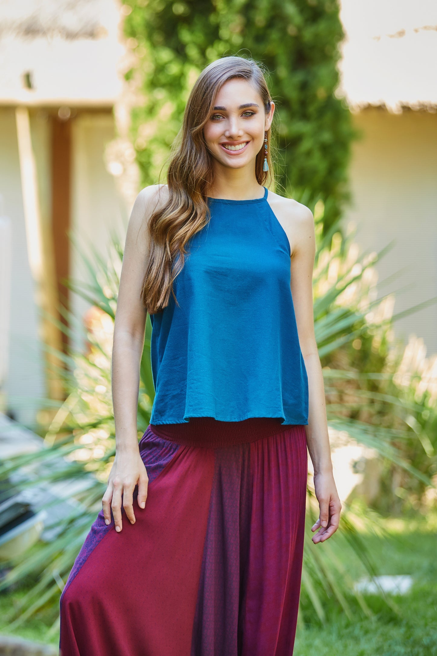 Halter Neck Summer Top Blue