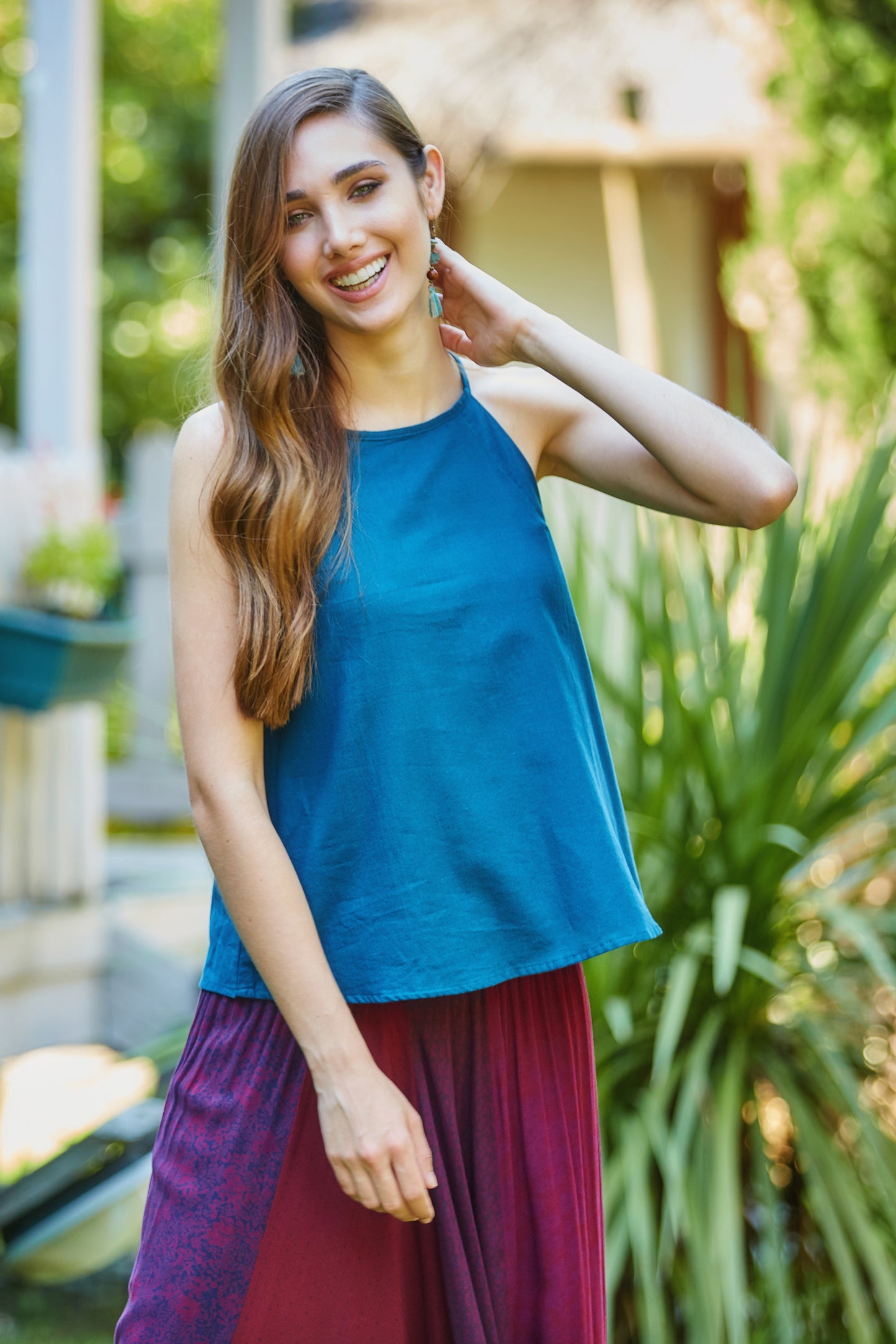 Halter Neck Summer Top Blue