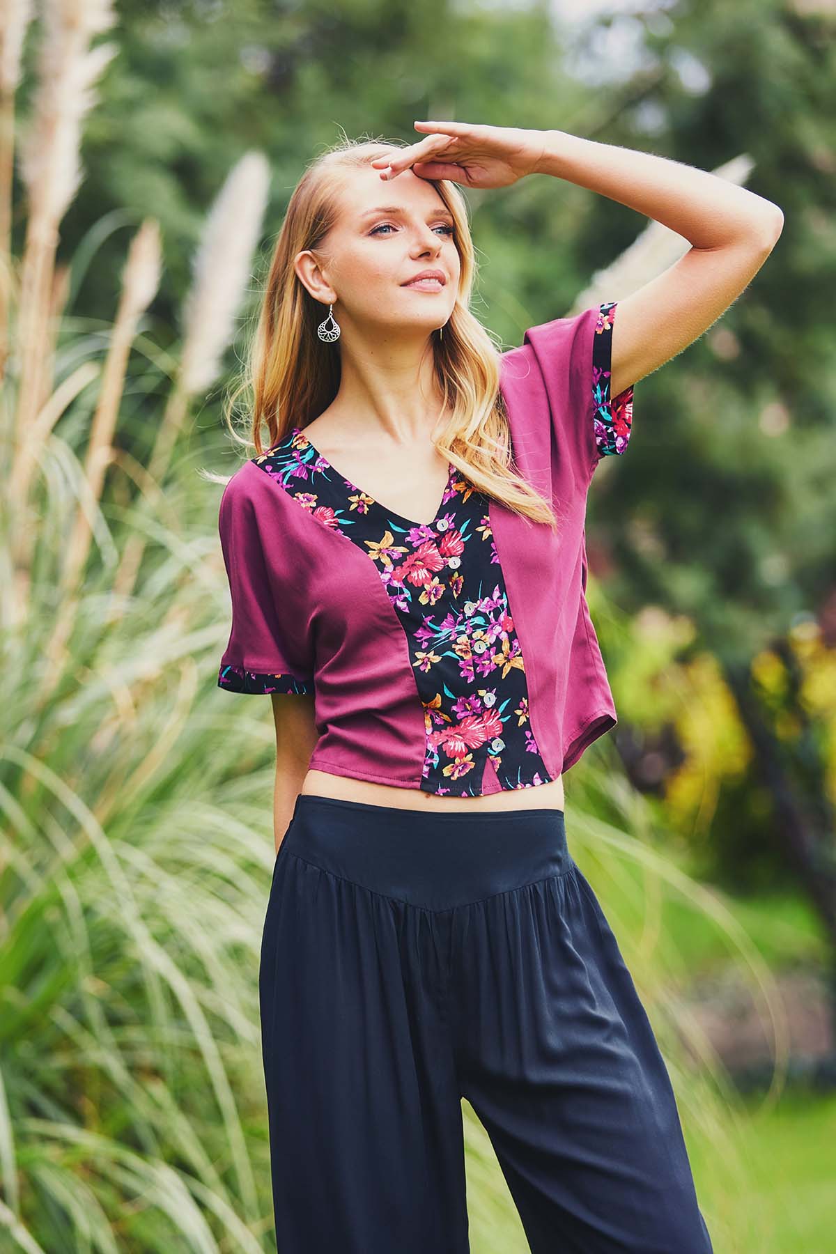Purple Patched Blouse