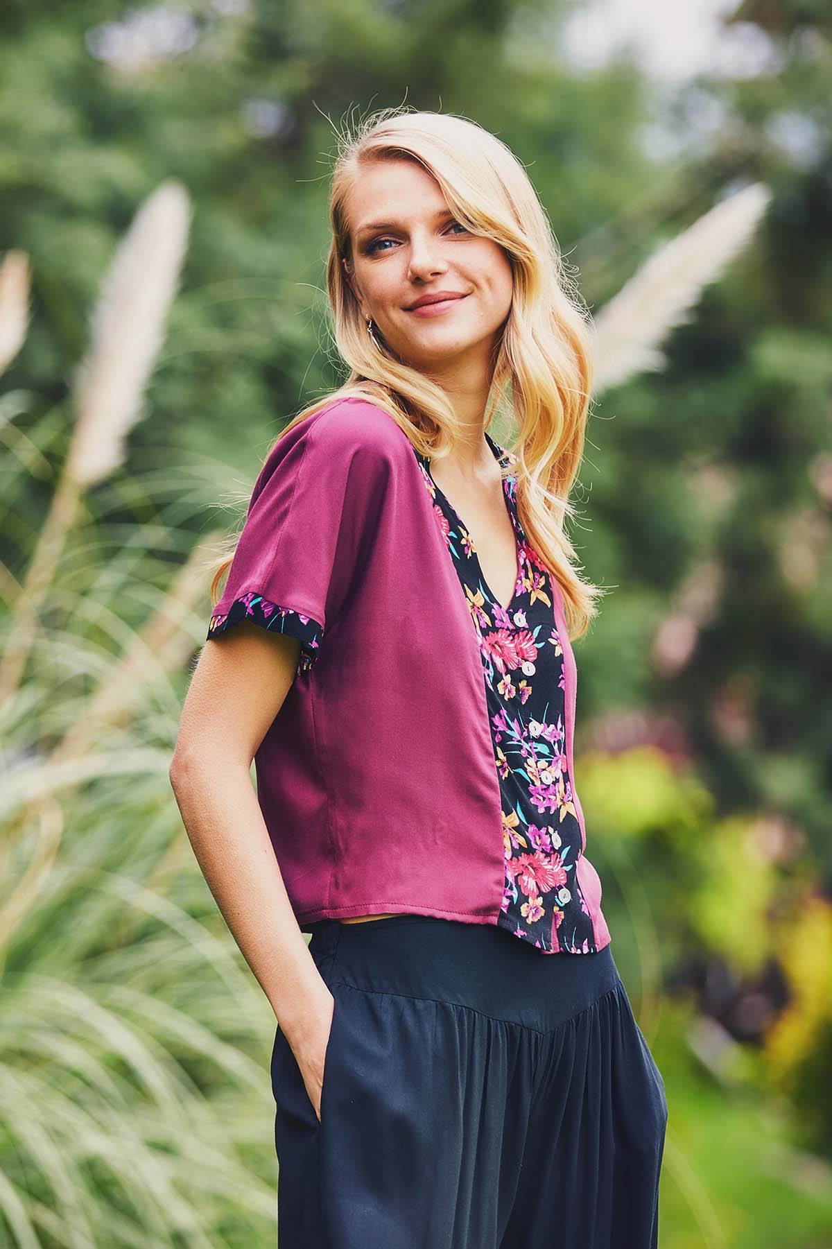 Purple Patched Blouse