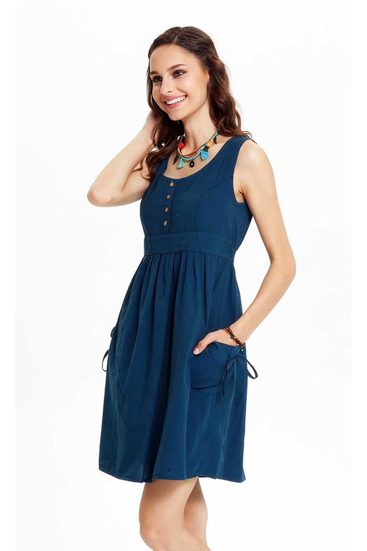 Casual Cotton Dress Dark Blue