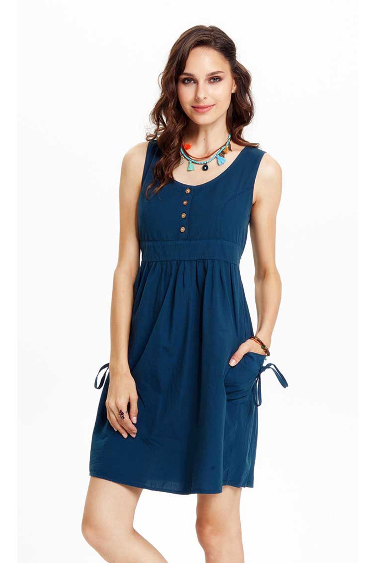 Casual Cotton Dress Dark Blue