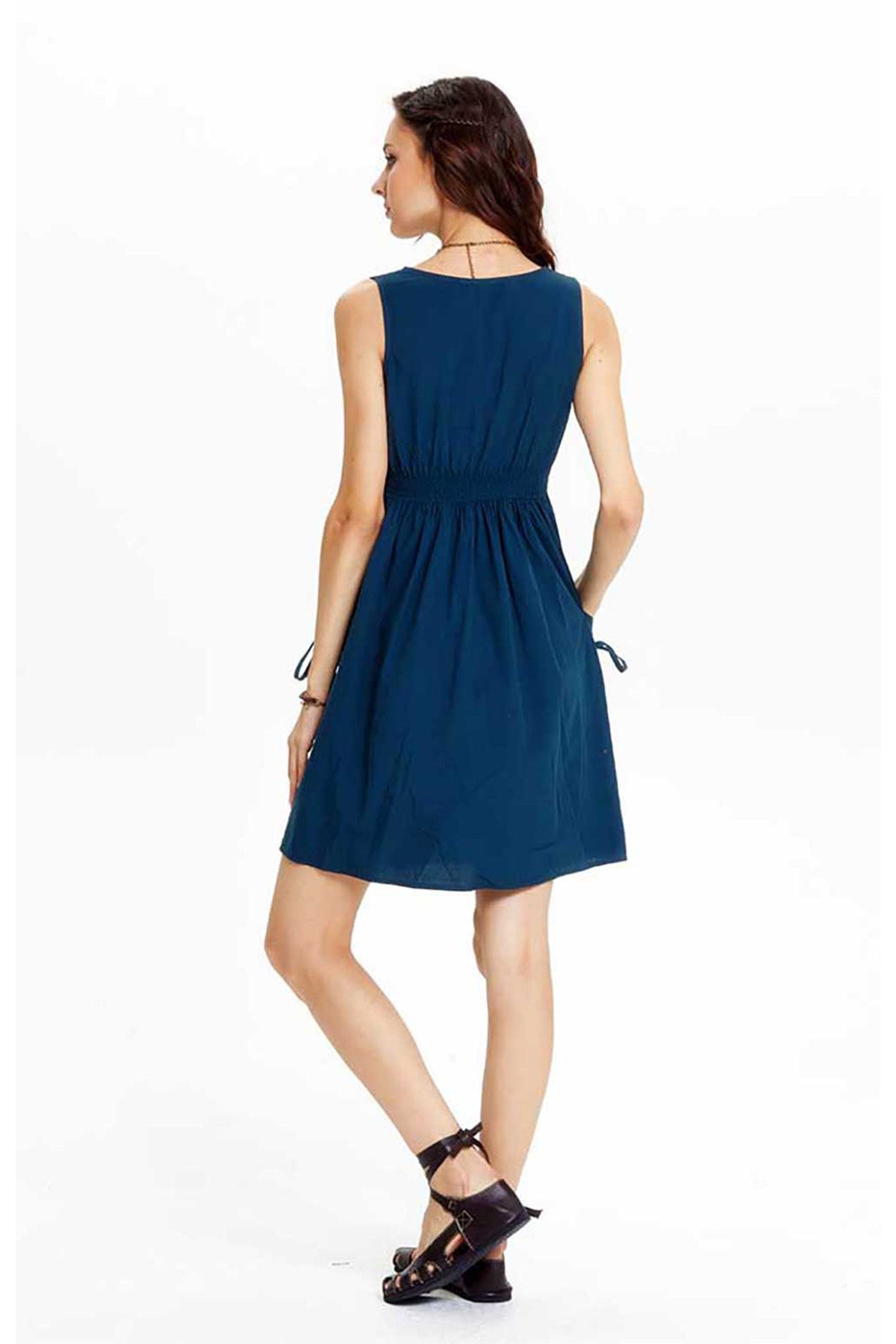 Casual Cotton Dress Dark Blue