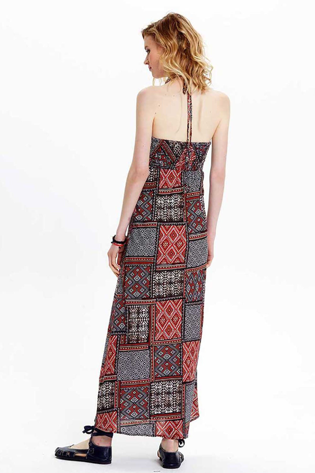 Maroon Mosaic Maxi Dress