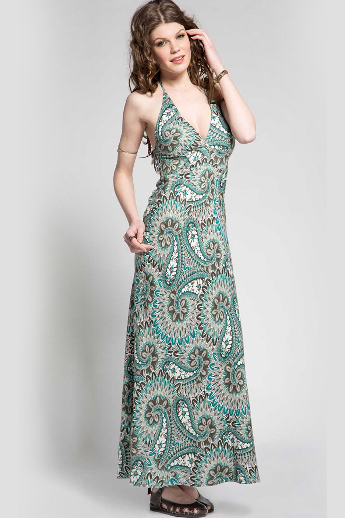 Petrol Blue Mosaic Maxi Dress
