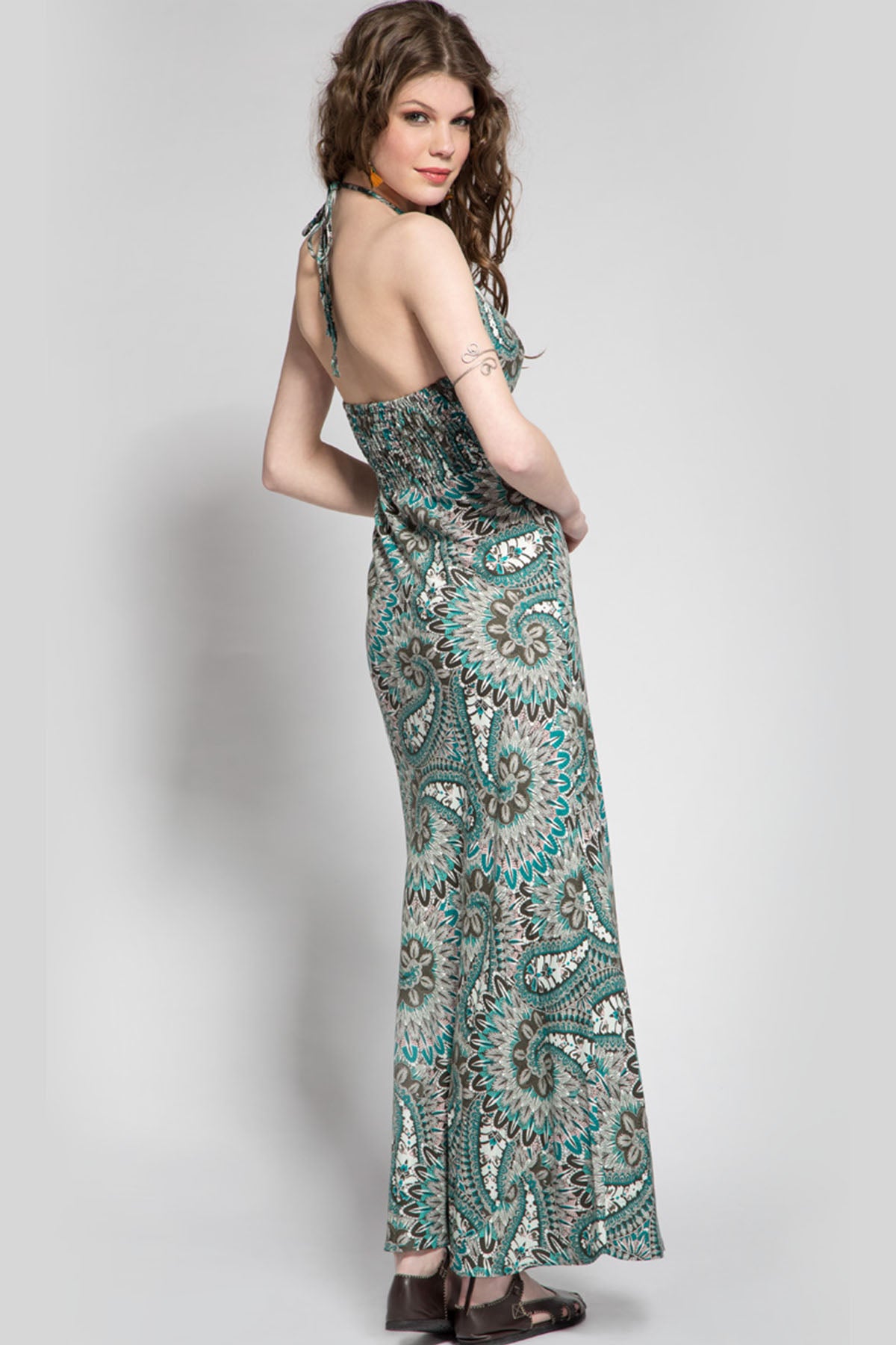 Petrol Blue Mosaic Maxi Dress