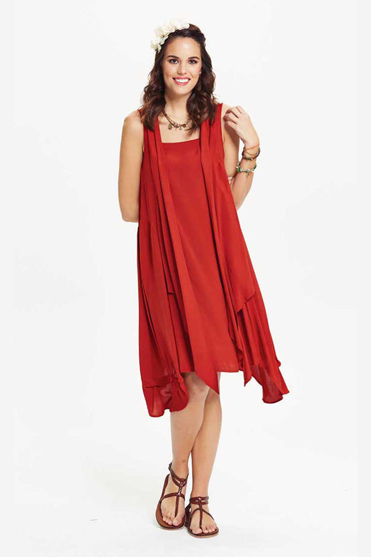 Burnt Orange High-Low Dress