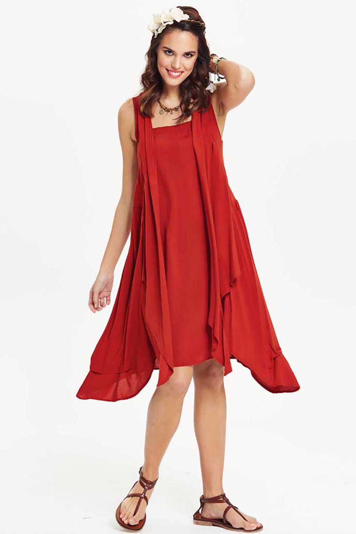 Burnt Orange High-Low Dress