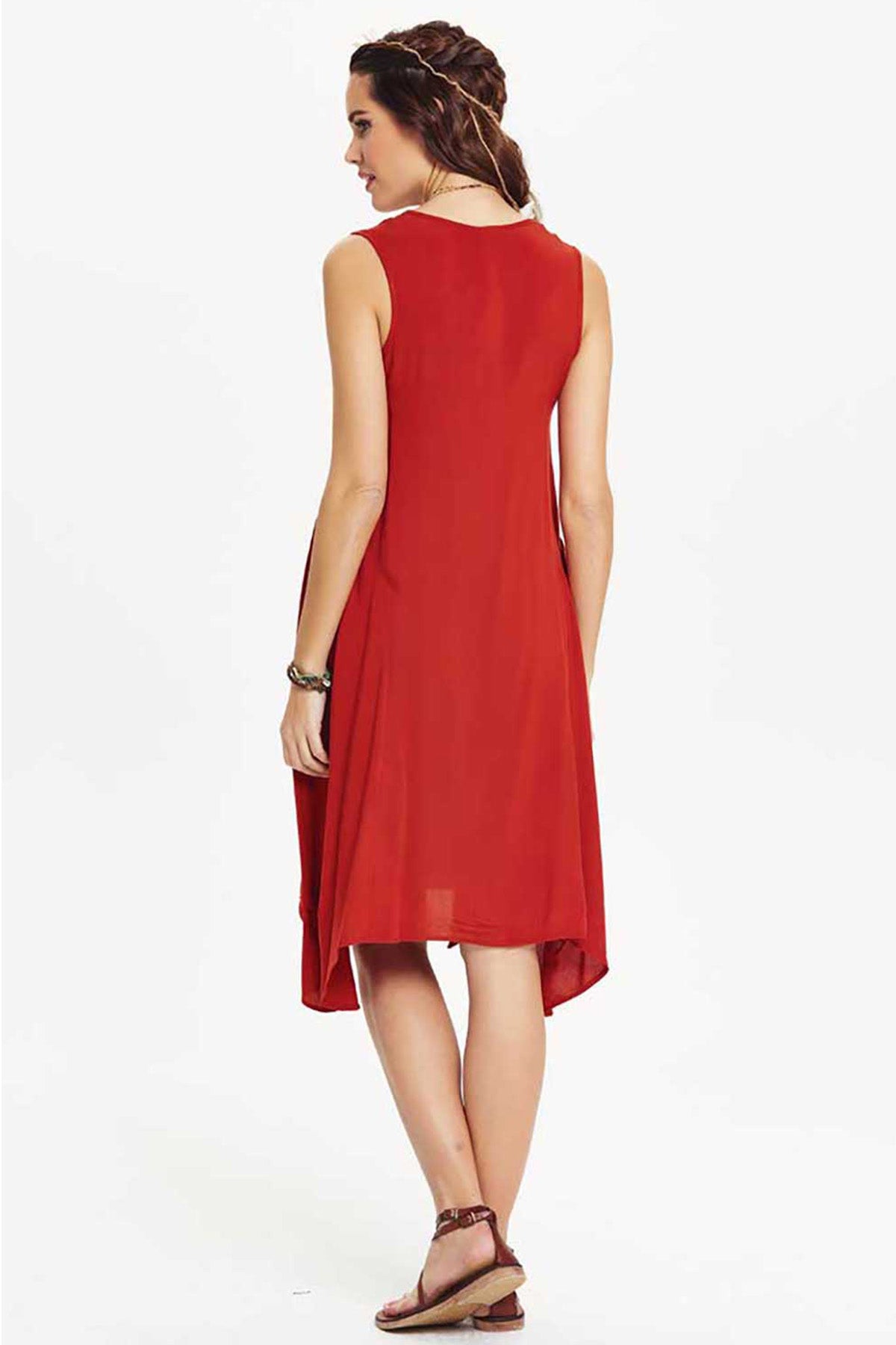 Burnt Orange High-Low Dress