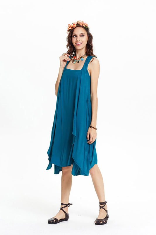 Petrol Blue High-Low Dress