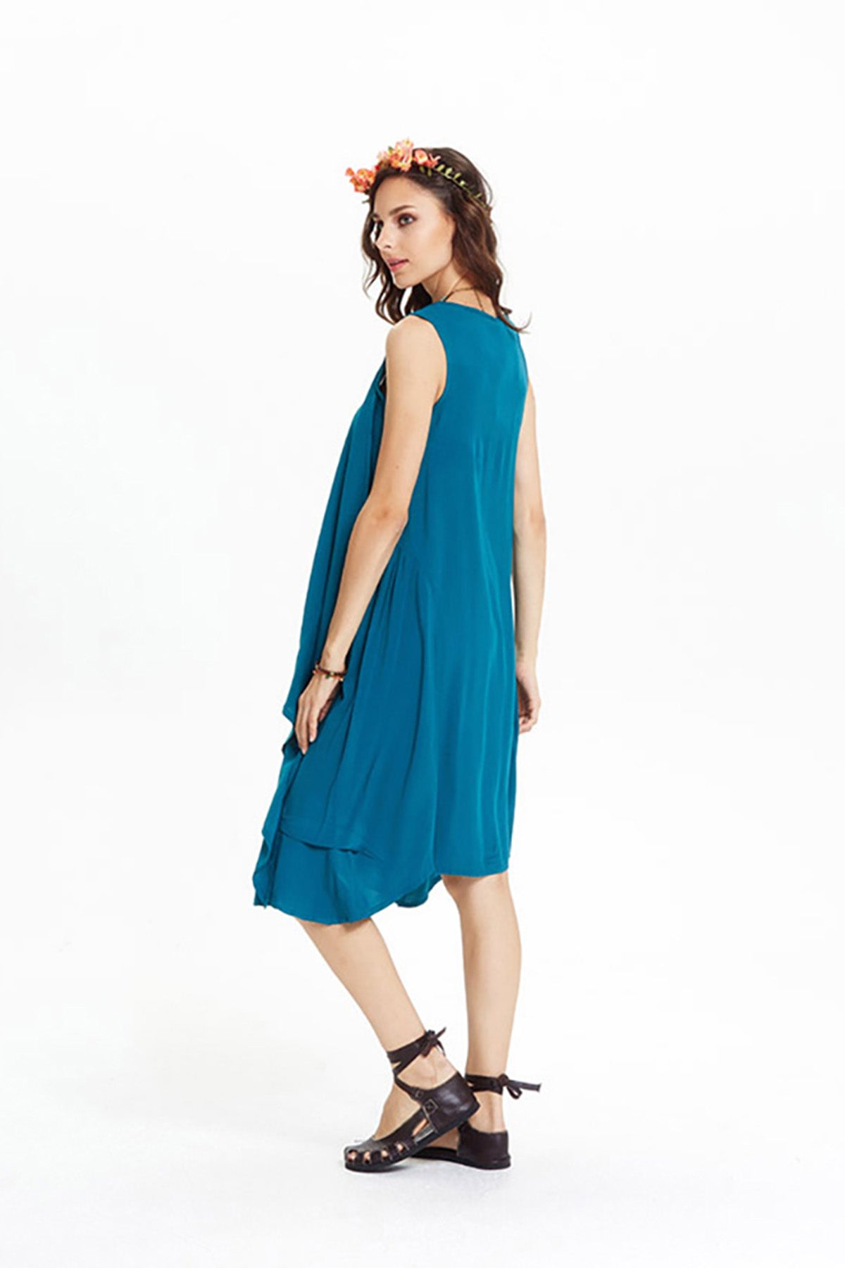 Petrol Blue High-Low Dress