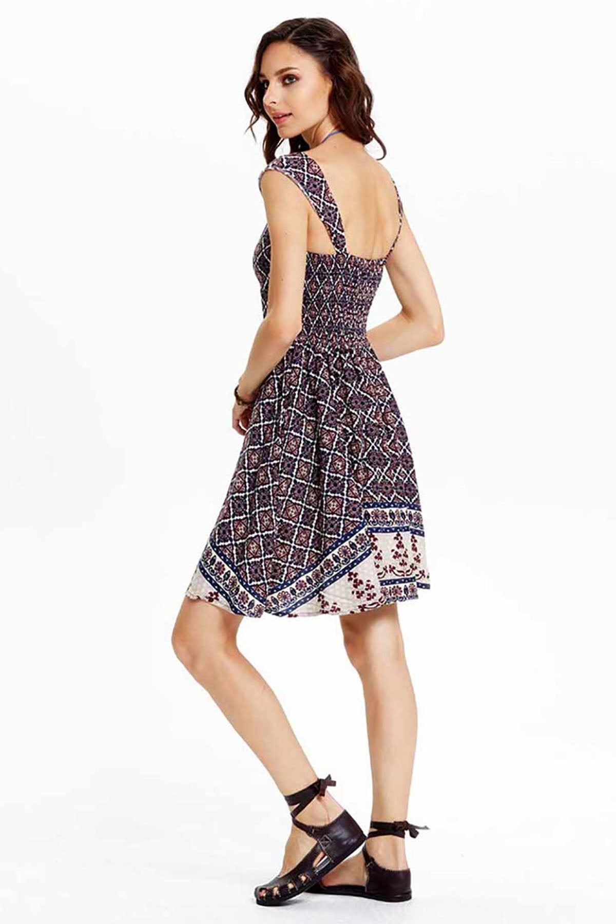 Boho Chic Elastic Back Mini Dress