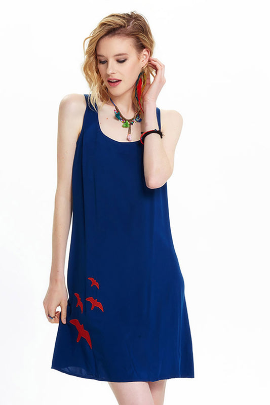 Dark Blue Sleeveless Mini Summer Dress