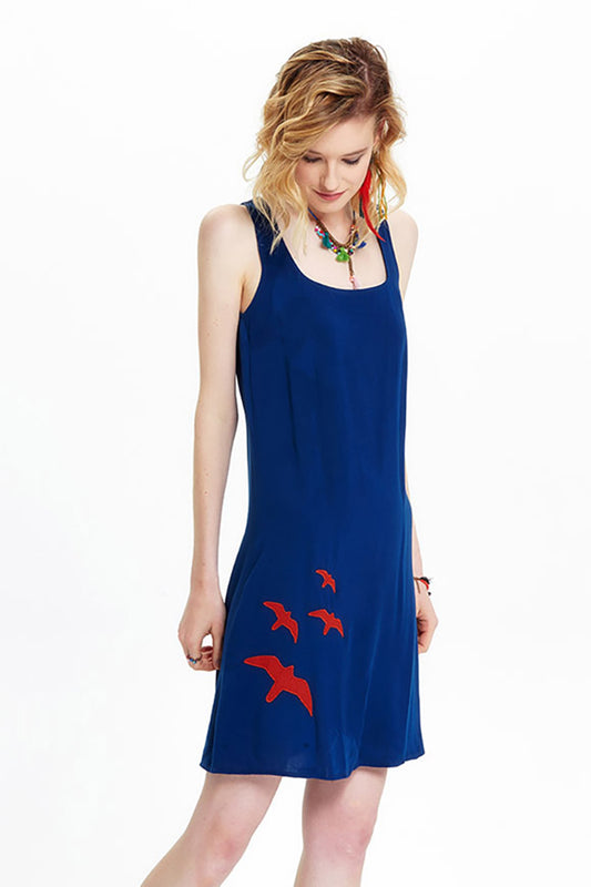 Dark Blue Sleeveless Mini Summer Dress