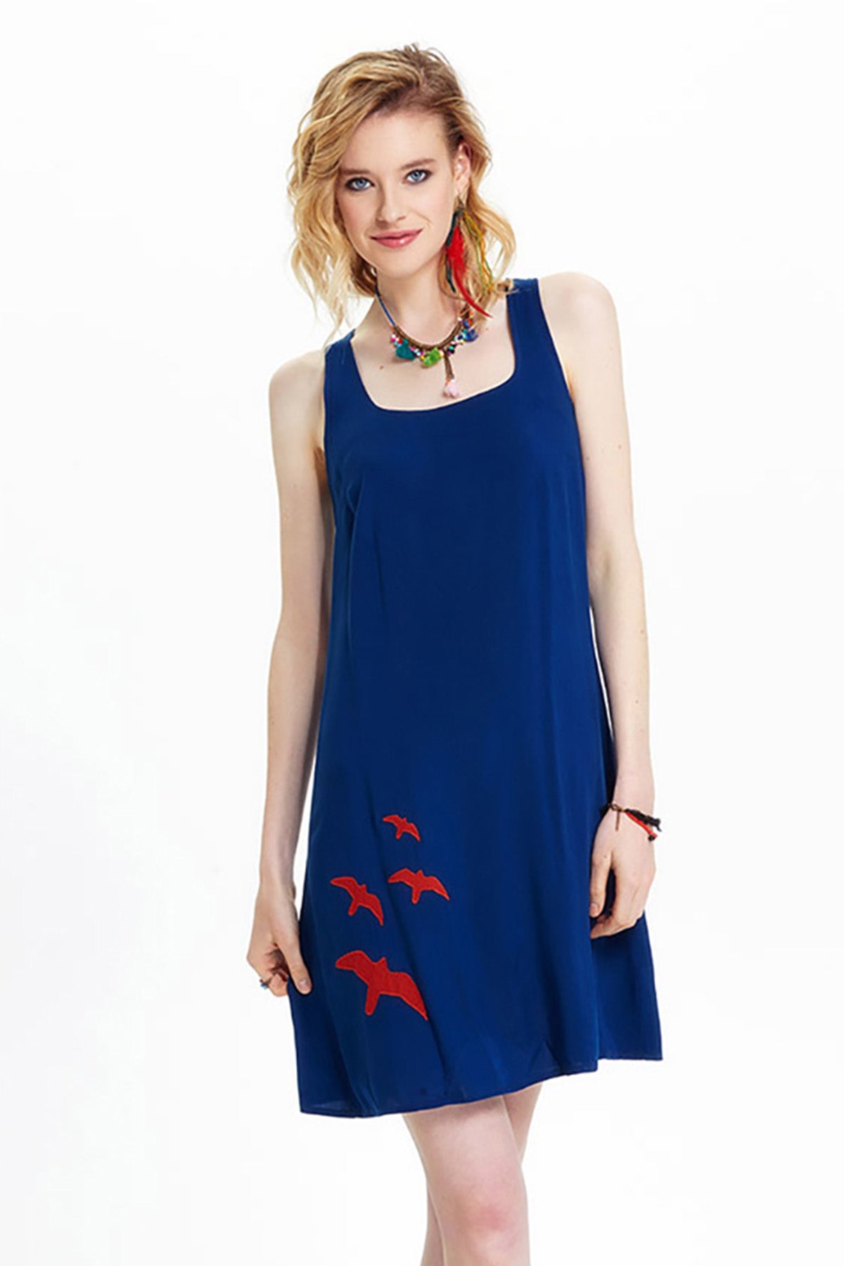 Dark Blue Sleeveless Mini Summer Dress