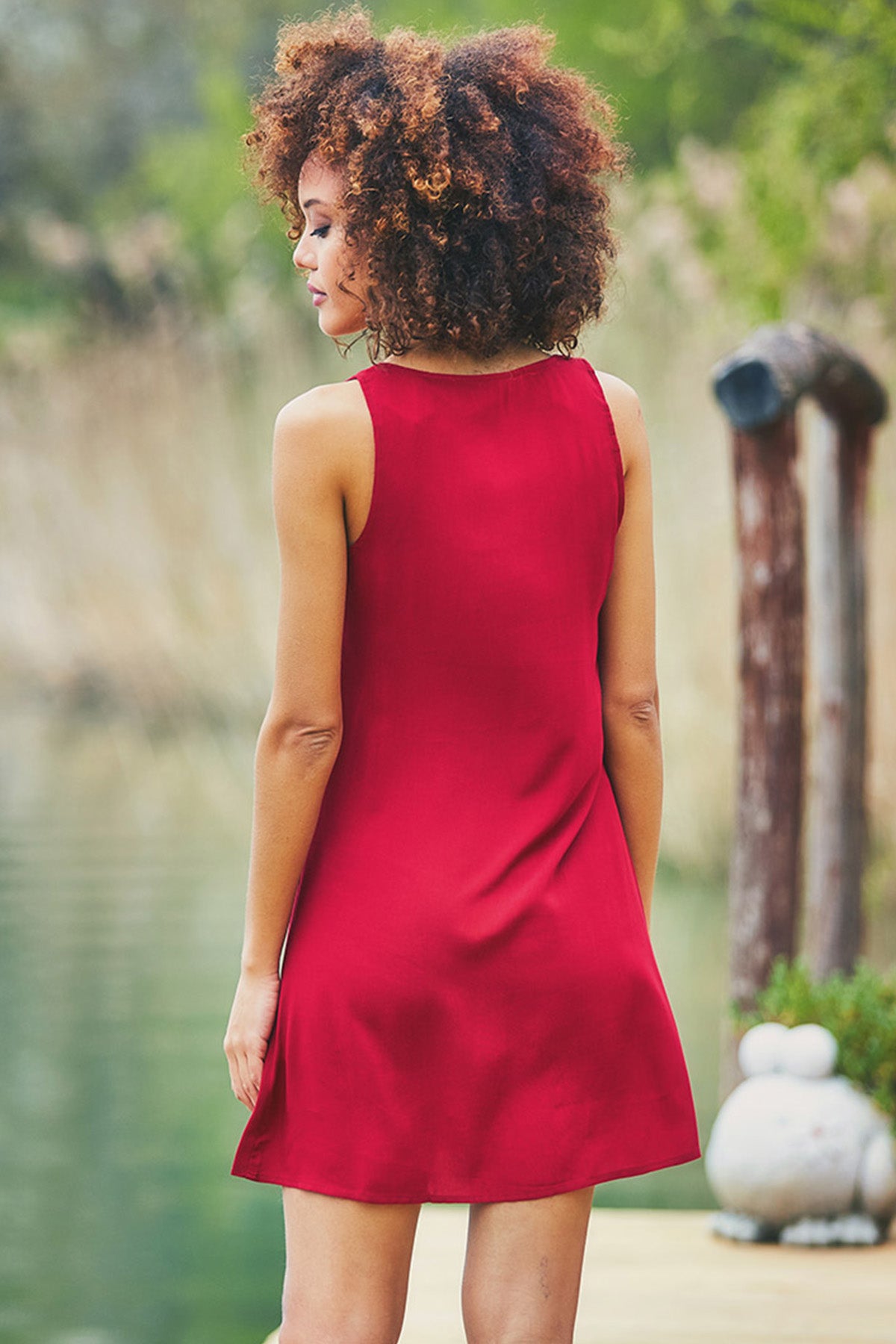Maroon Sleeveless Mini Summer Dress