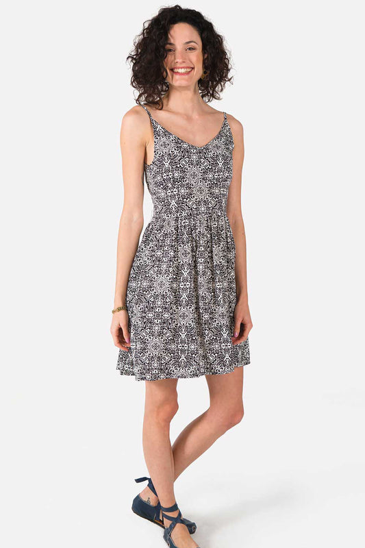 Black Ethnic Patterned Casual Dress