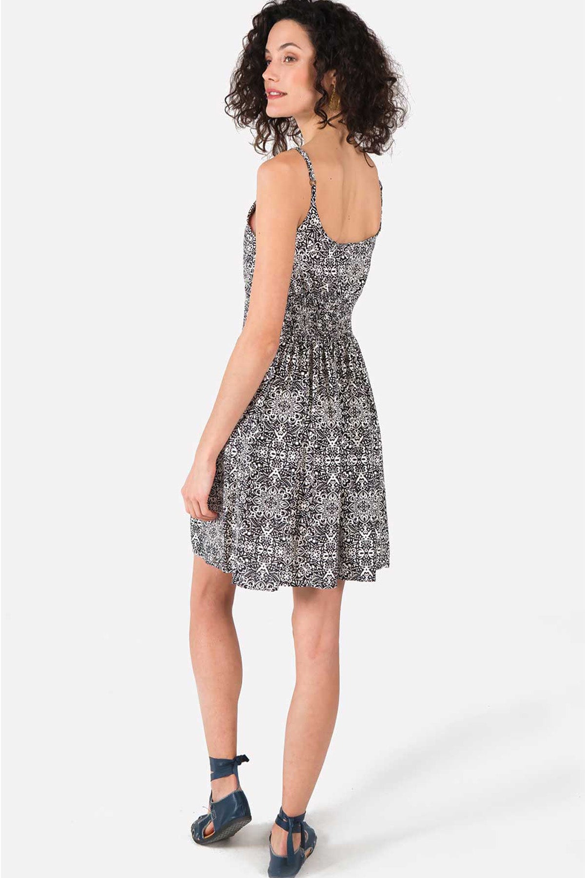 Black Ethnic Patterned Casual Dress