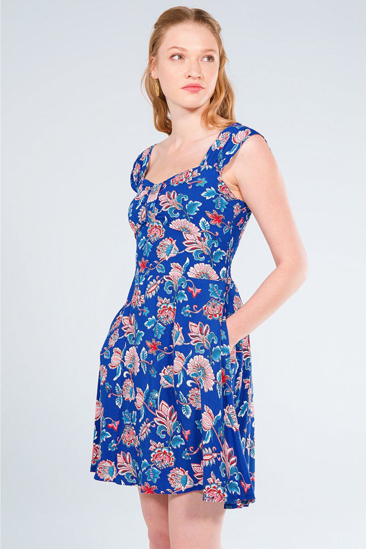 Blue Floral Mini Dress