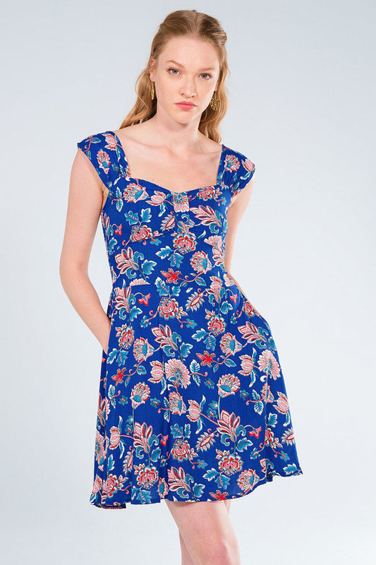 Blue Floral Mini Dress