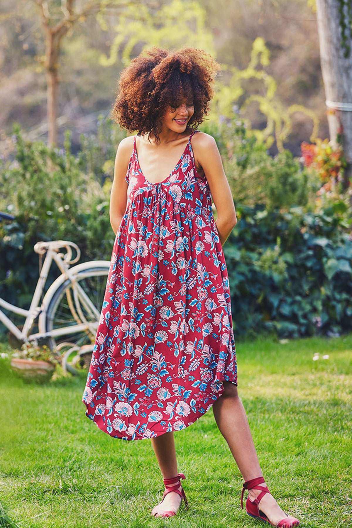 Red Floral Boho Summer Dress