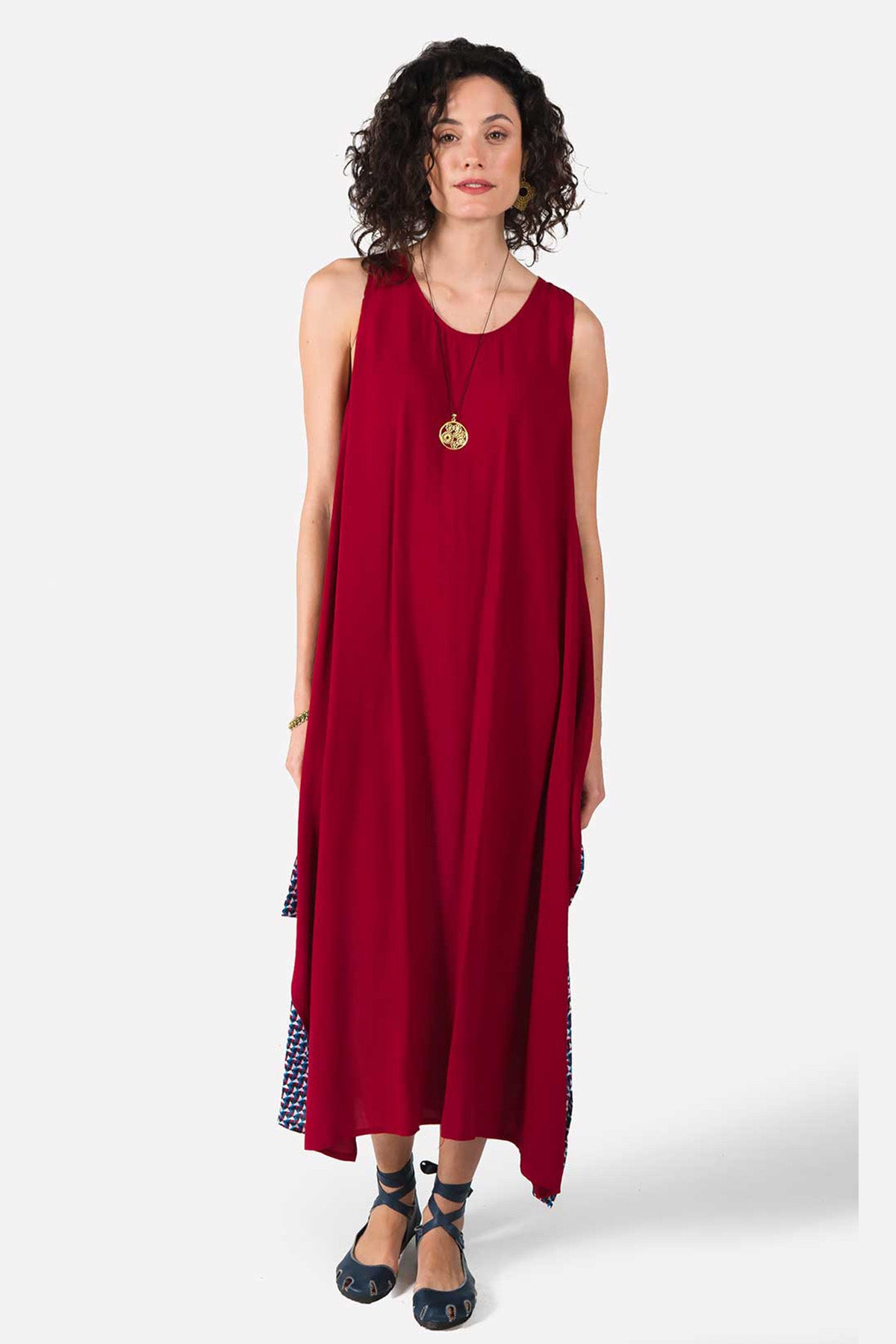 Maroon Casual Long Authentic Dress