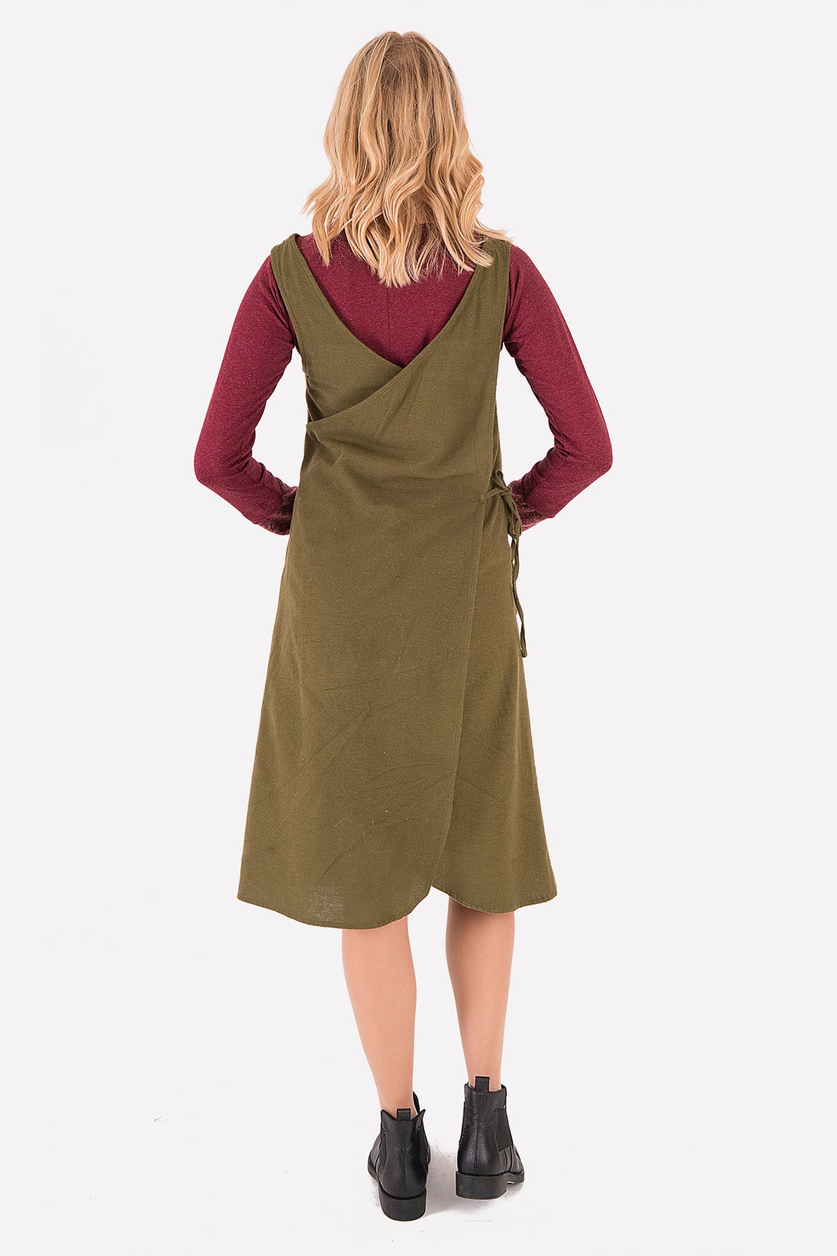 Khaki Sleeveless Authentic Midi Dress
