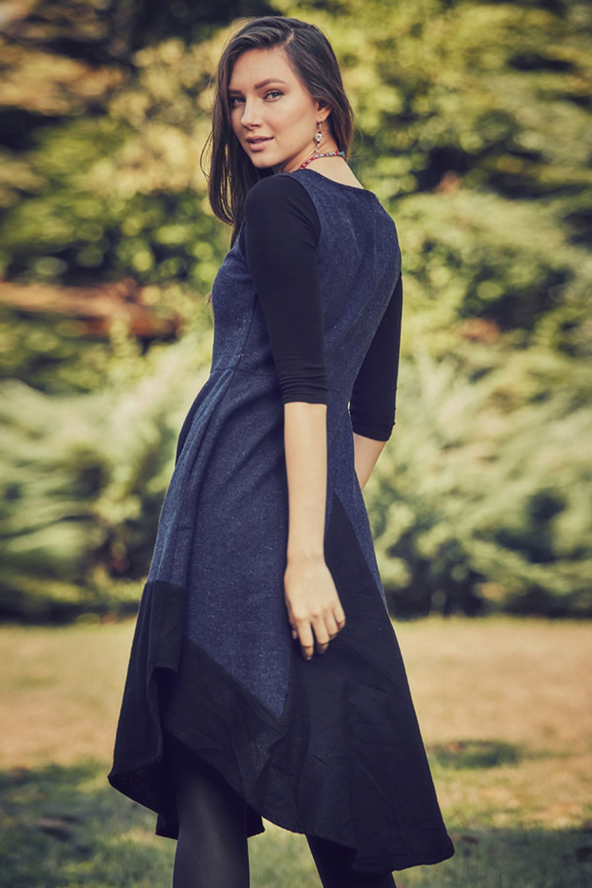 Asymmetrical Blue Fall Dress