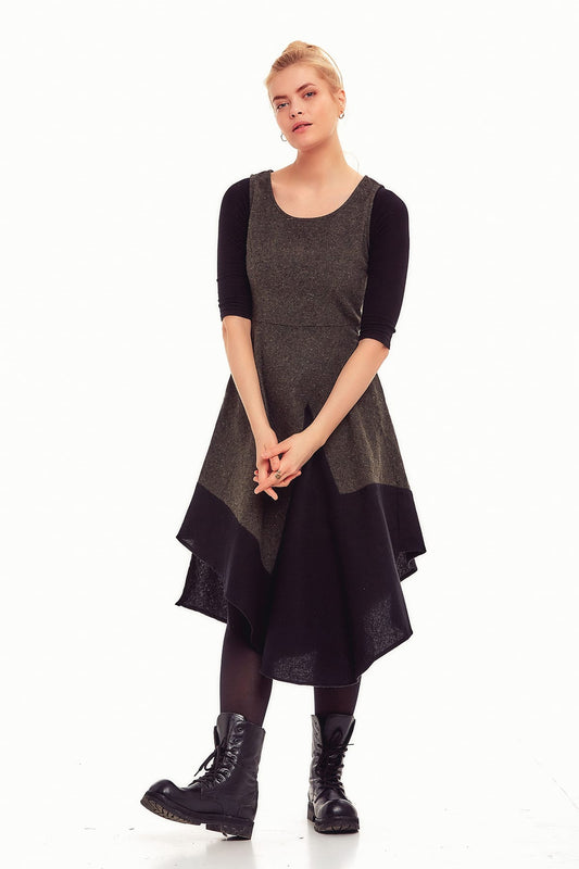 Asymmetrical Green Fall Dress